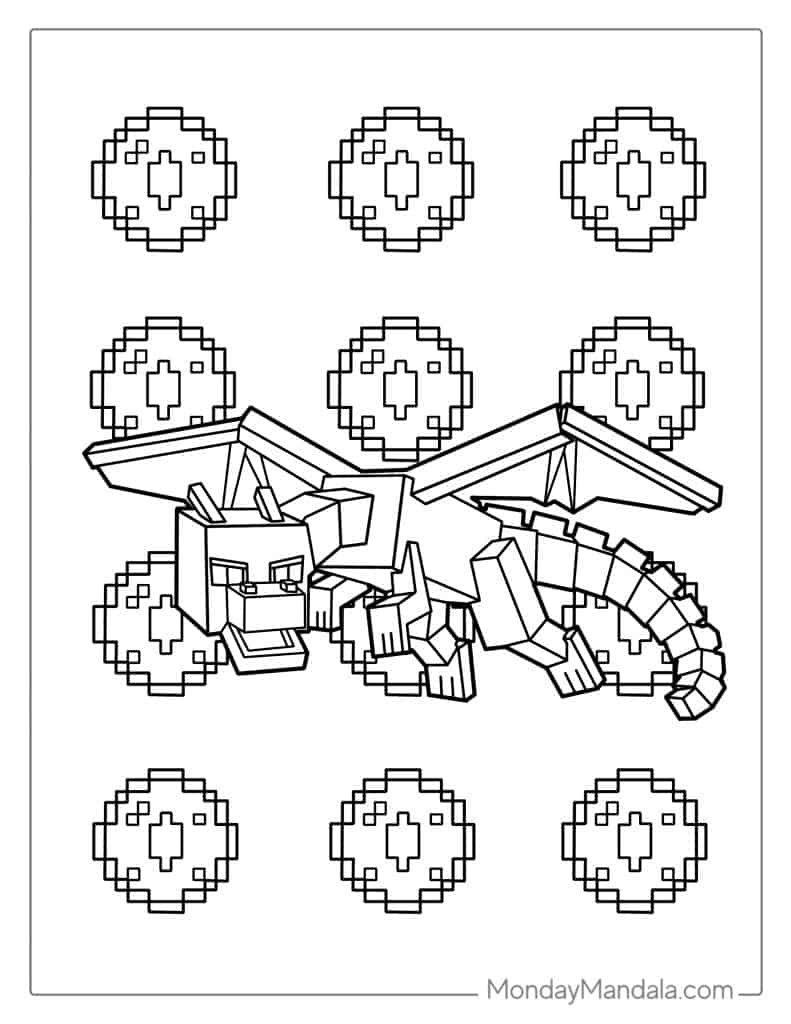 Coloring Page Of Minecraft Black Dragon