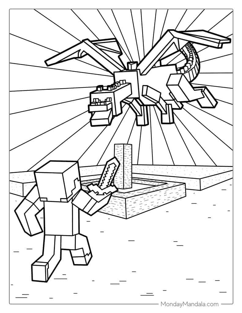 Minecraft Dragon Coloring Picture For Kids