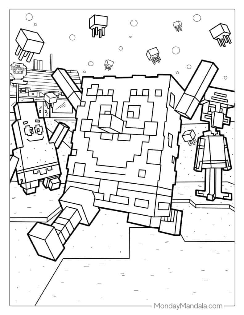 Minecraft Spongebob Square Pants Theme Coloring